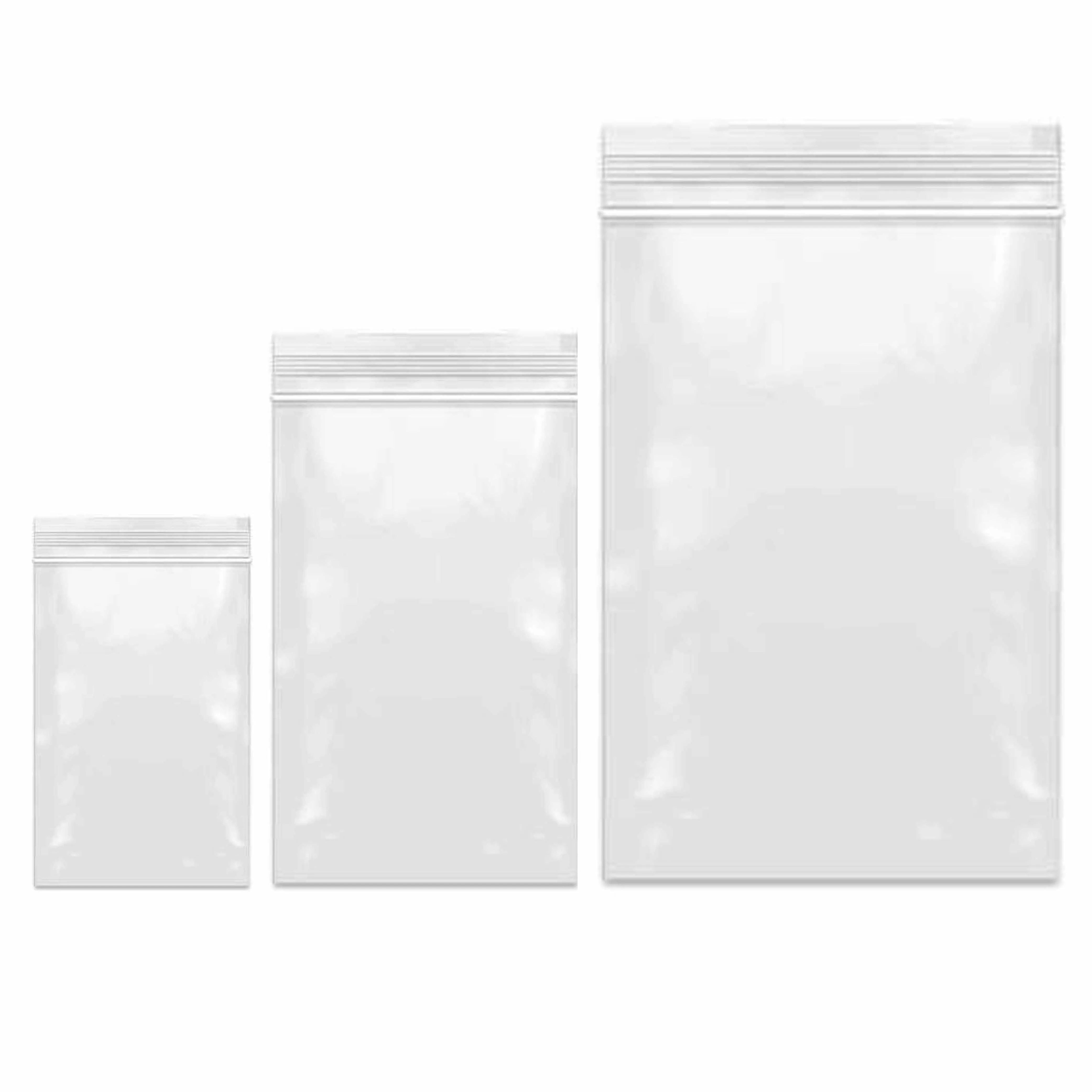 120 Ct Clear Poly Bags Reclosable Top Zip Seal Baggies Plastic Assorted Sizes