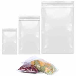 120 Ct Clear Poly Bags Reclosable Top Zip Seal Baggies Plastic Assorted Sizes