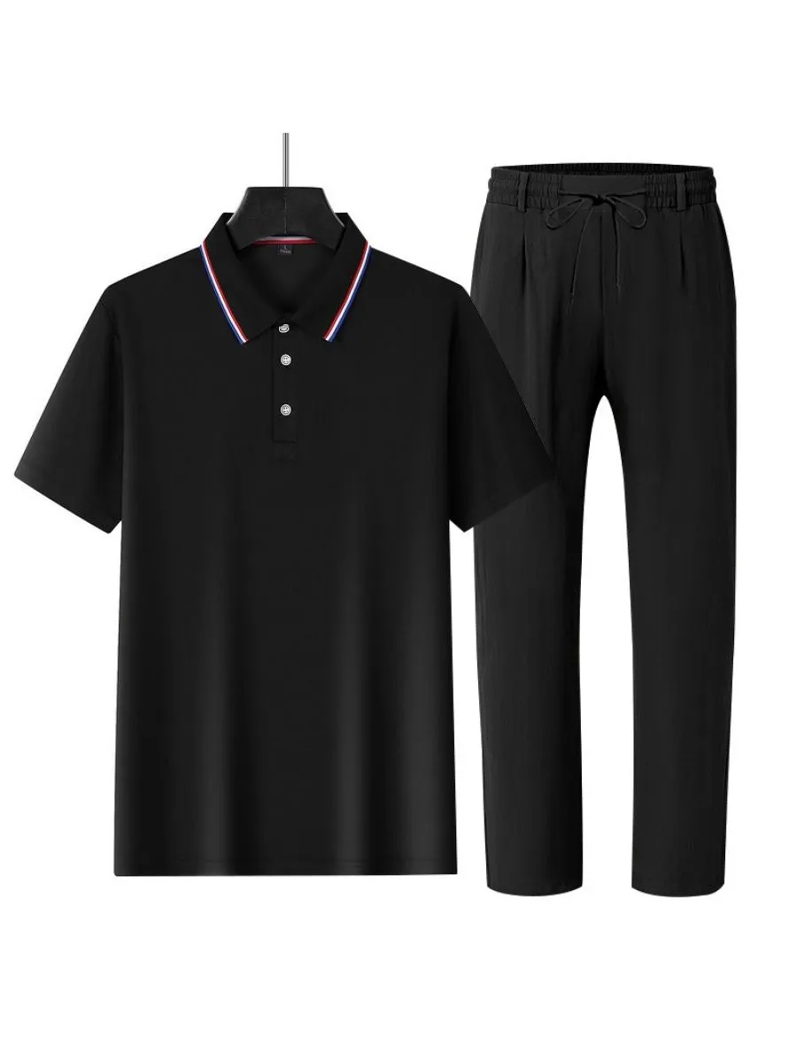 2 Piece Casual Polo Shirt and Linen Pants