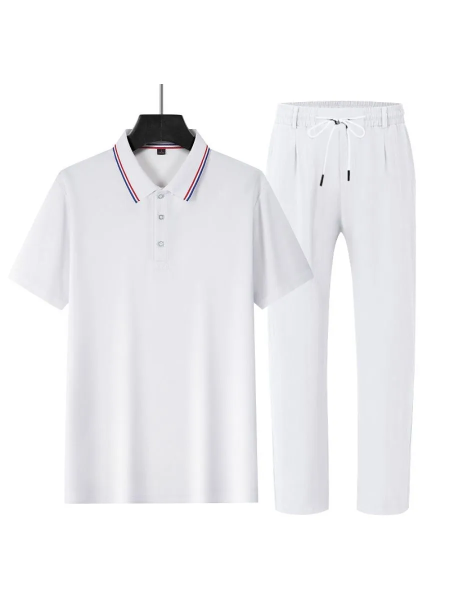 2 Piece Casual Polo Shirt and Linen Pants