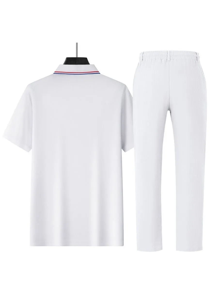 2 Piece Casual Polo Shirt and Linen Pants
