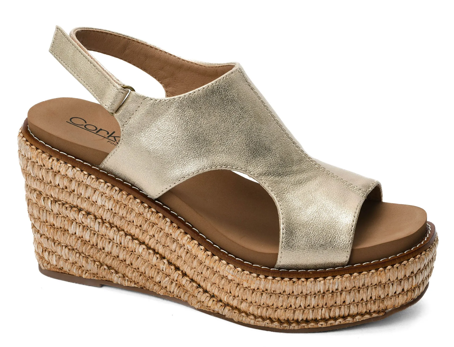 Corkys Footwear Freddie Wedge - Gold Washed Metallic