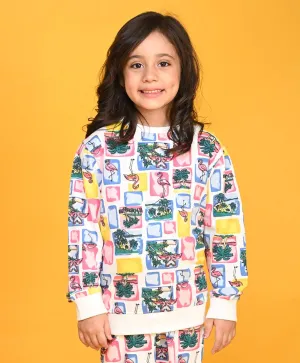 FLAMINGO NEW GIRLS FLEECE SWEATSHIRT - WHITE