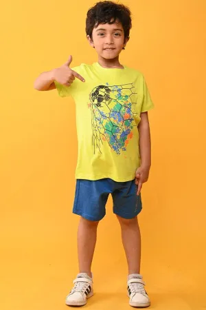 FOOTBALL BLUE SUMMER SHORTS SET -LIME/BLUE