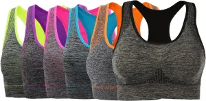 Women'S Seamless Sports Bra Medium Impact Pocket Yoga Bras 2XL Pack of 6